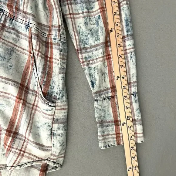 Soft Surroundings 100% Cotton Plaid Long Tunic Top with Pockets Blue & Orange XL - Picture 13 of 13